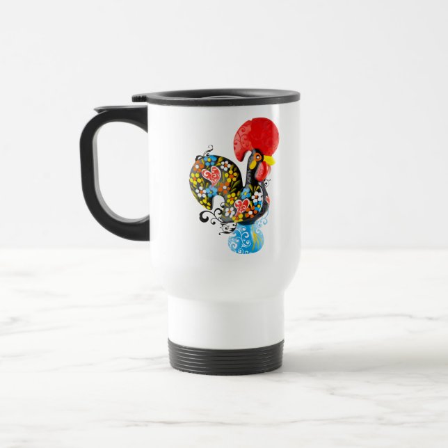 Caneca Térmica Galo famoso de Barcelos Nr 06 - edição floral (Esquerda)