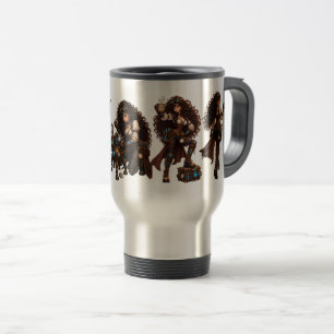 Caneca Térmica Garota Steampunk - Alimentada por Café, Dados e Sa