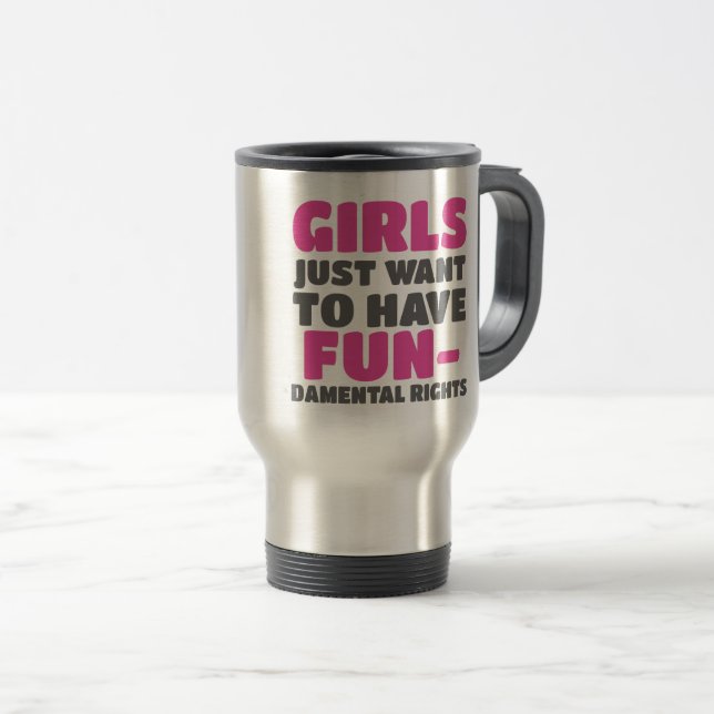Caneca Térmica Garotas empoderadoras querem ter direitos fundamen (Frente Esquerda)