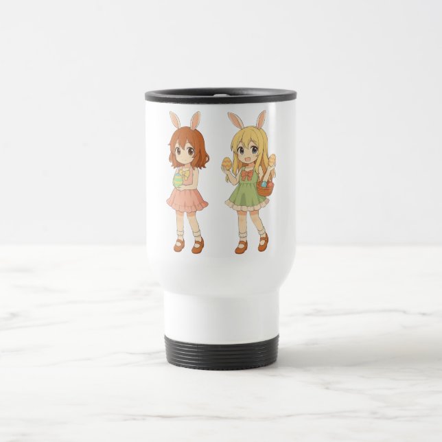 Caneca Térmica Garotas fofas de anime coelhinhas da Páscoa (Centro)