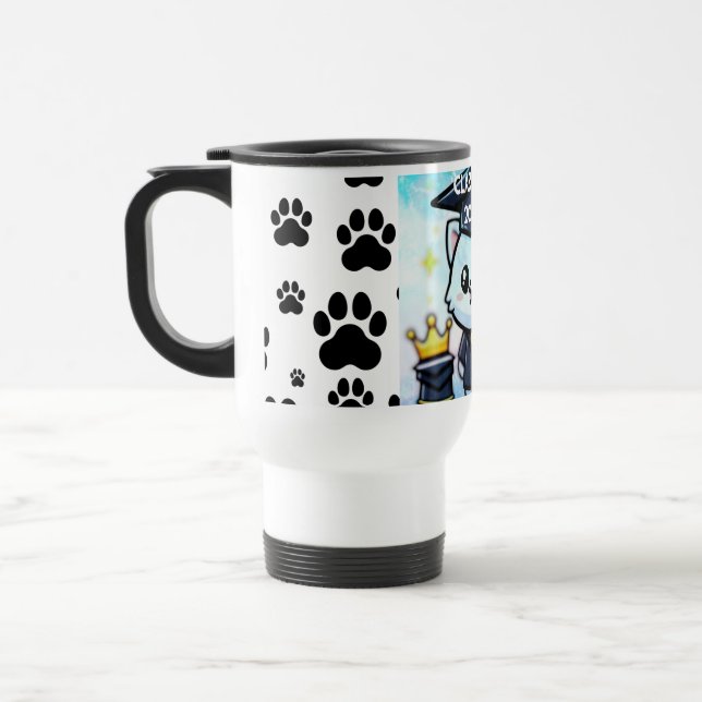 Caneca Térmica Gatinho de Graduação Elegante (Esquerda)