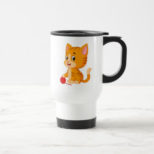 Caneca Térmica Gatinho Fofo Laranja Tabby Tigre Gata Mãe