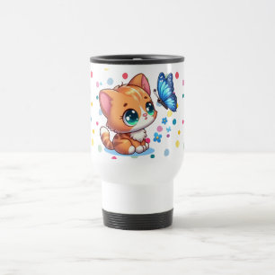 Caneca Térmica Gatinho/gato fofo & borboleta