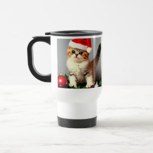 Caneca Térmica Gatinho natal vintage em Santa Hat