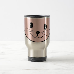 Caneca Térmica Gato cor-de-rosa bonito