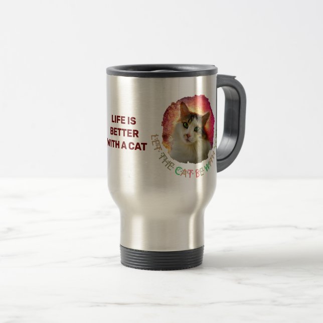 Caneca Térmica Gato de Calico Cento Adorável (Frente Esquerda)