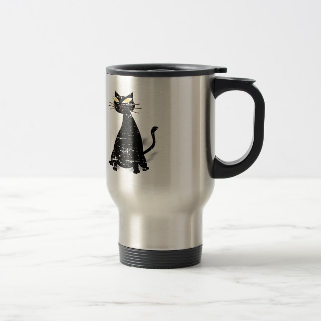 Caneca Térmica Gato de Gordura Preta Distante (Direita)