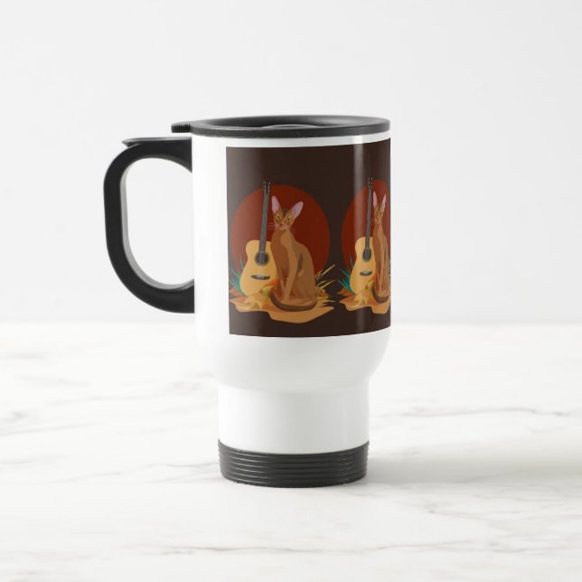 Caneca Térmica Gato de Outono & Violão (Esquerda)