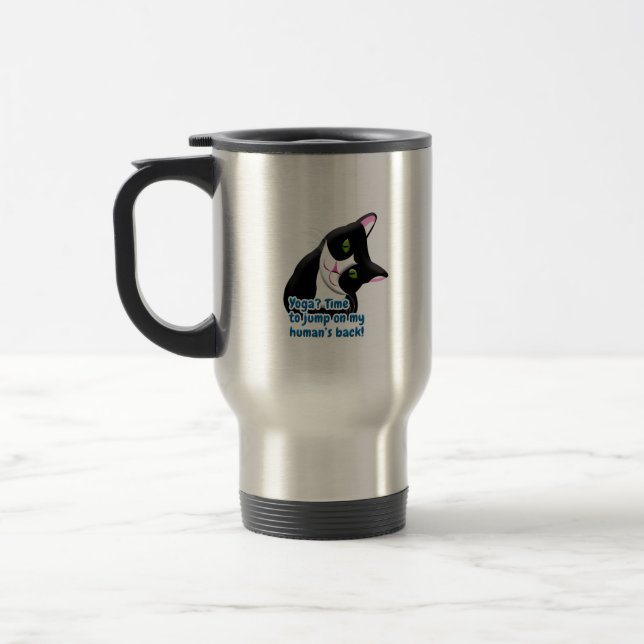 Caneca Térmica Gato de Yoga Engraçado (Esquerda)