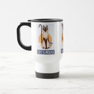 Caneca Térmica Gato e mouse coloridos