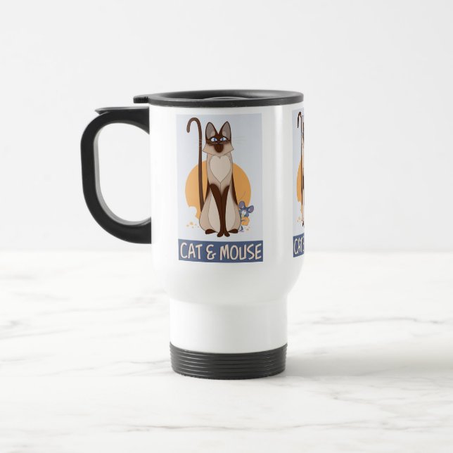 Caneca Térmica Gato e mouse coloridos (Esquerda)