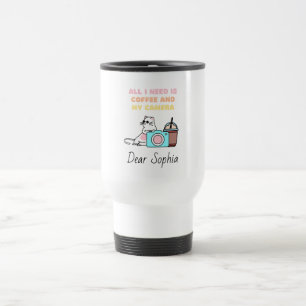 Caneca Térmica Gato engraçado com óculos escuros e humor de câmar