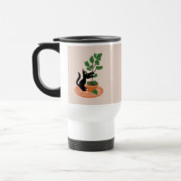 Gato engraçado figueira plantas em vaso Desenhado