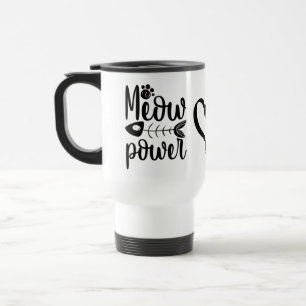 Caneca Térmica Gato Engraçado "Meow Power", Gatinho Louco De Gati