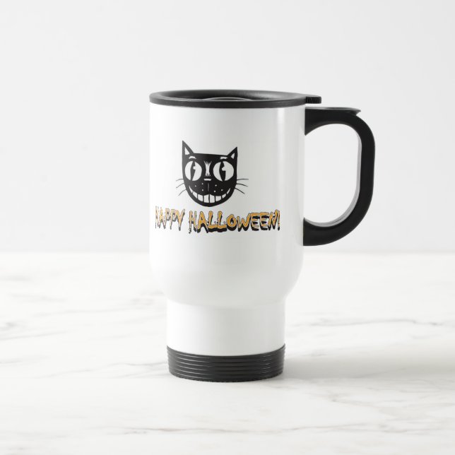 Caneca Térmica Gato Feliz no Halloween (Direita)