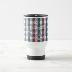 Caneca Térmica Gato Fofo e Estampa Xadrez