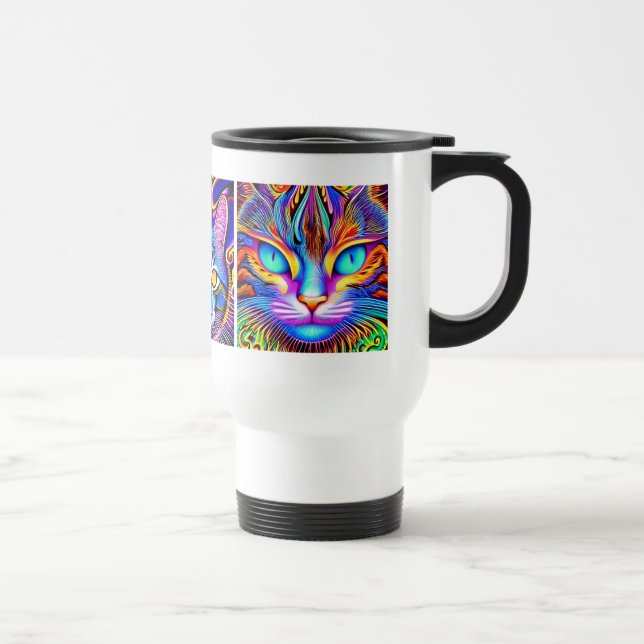 Caneca Térmica Gato Místico | Arte psicodélica (Direita)