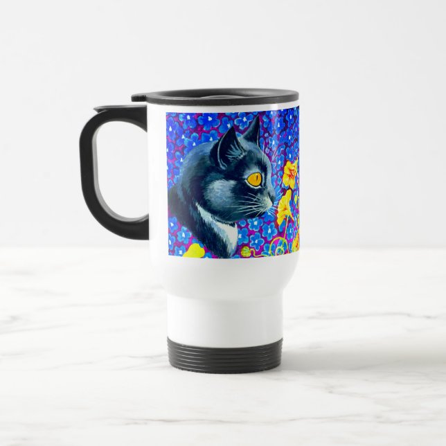 Caneca Térmica Gato nas Flores (Esquerda)