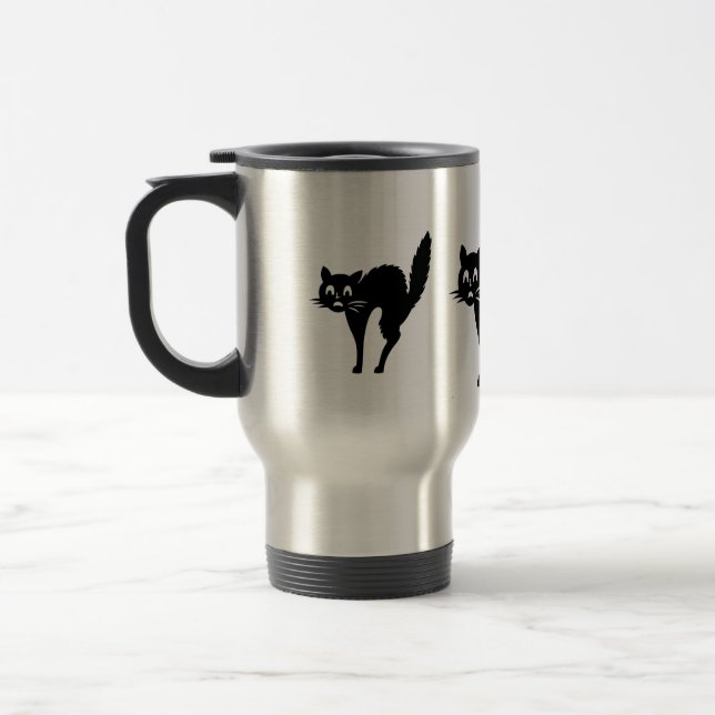 Caneca Térmica gato preto engraçado com o Dia das Bruxas para (Esquerda)