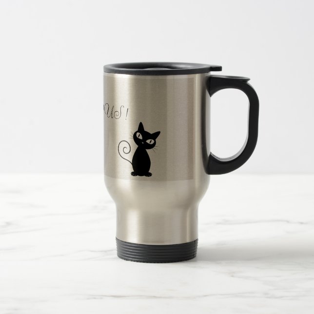 Caneca Térmica Gato Preto Excêntrico e Caprichoso com Brilho - Ol (Direita)