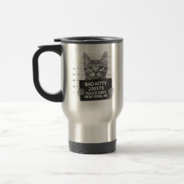 Caneca Térmica Gato Ruim Polícia Kitty Prisão Foto Engraçado