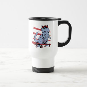 Caneca Térmica Gato Skate Cat Skateboarder Skateboard Skate