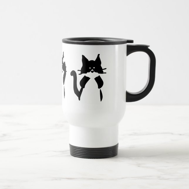 Caneca Térmica Gatos Brancos Pretos | Três Gatinhos (Direita)