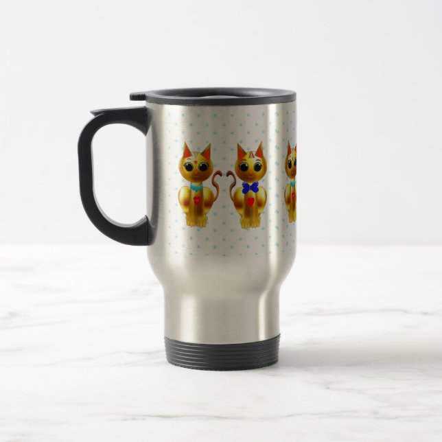 Caneca Térmica Gatos dourados fofos (Esquerda)