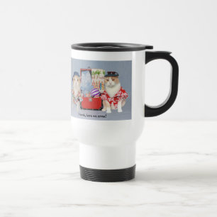 Caneca Térmica Gatos engraçados que vão a Havaí