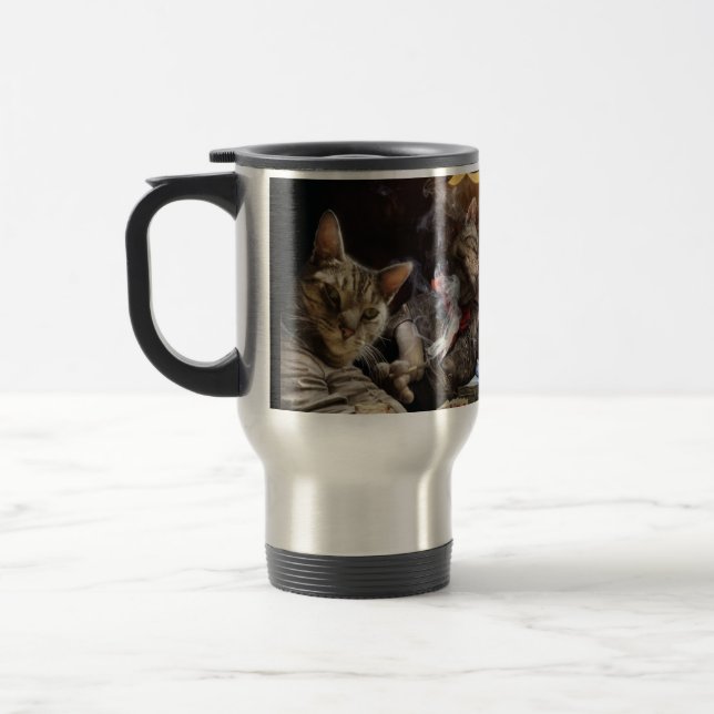 Caneca Térmica Gatos jogando pôquer (Esquerda)