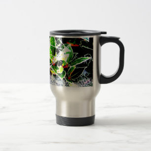 Caneca Térmica geada coberta de sagras e bagas de natal