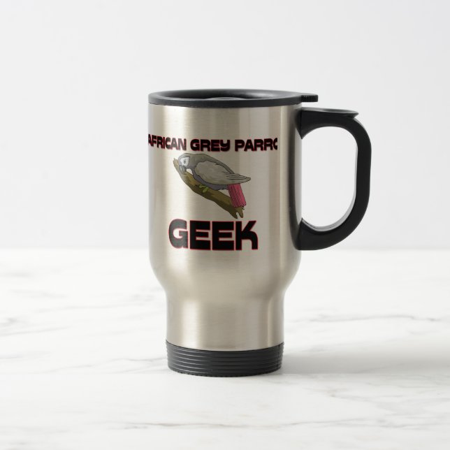 Caneca Térmica Geek do papagaio do cinza africano (Direita)
