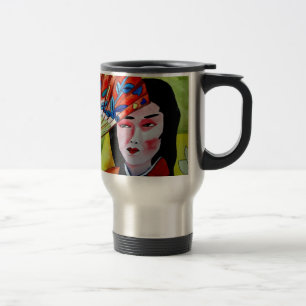 Caneca Térmica Geisha japonesa com pintura artística original de 