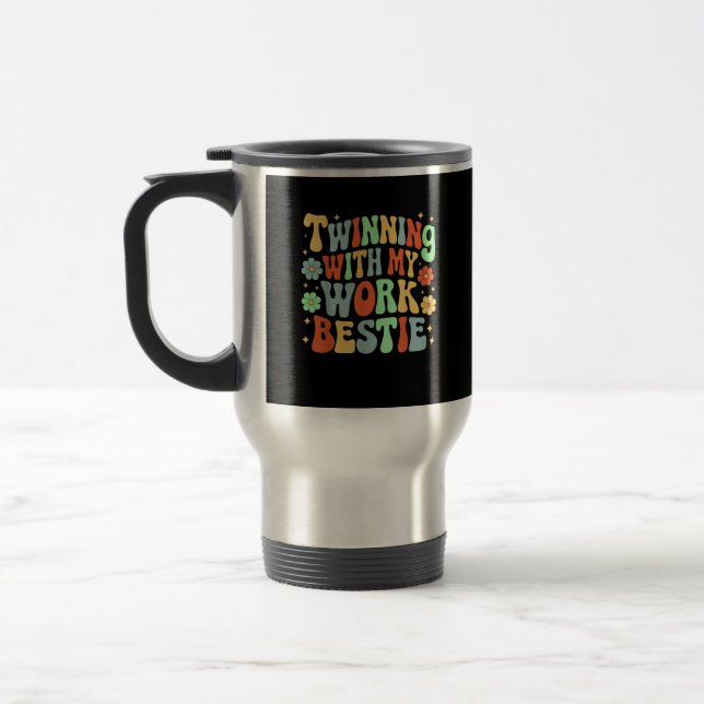 Caneca Térmica Geminando com meu trabalho Bestie Amigos Espírito  (Esquerda)