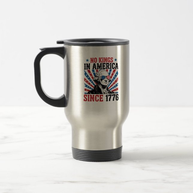 Caneca Térmica George Washington Protest Sign No Kings In America (Esquerda)