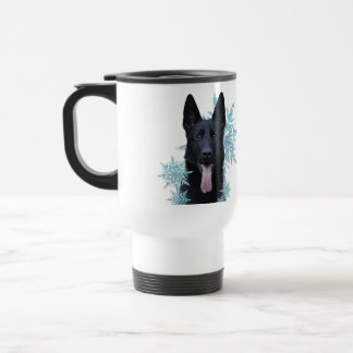 Caneca Térmica German shepherd preto nos flocos de neve