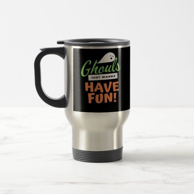 Caneca Térmica Ghouls Só Quer Se Divertir - Halloween Ghouls Fund (Esquerda)
