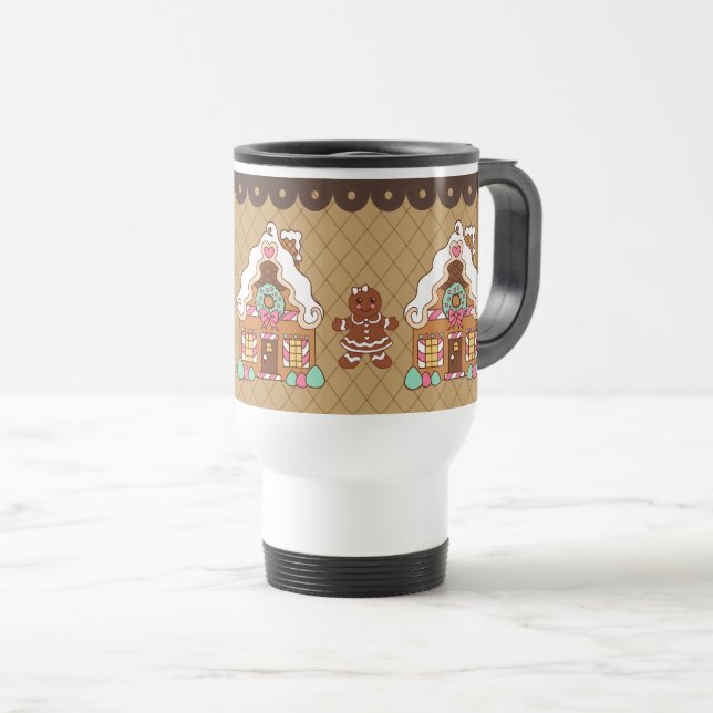 Caneca Térmica Gingerbread House Travel Mug (Frente Esquerda)