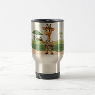 Caneca Térmica Girafa Exploradora Fofa na savana
