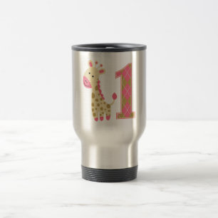 Caneca Térmica Girafa Rosa Primeiro Aniversário
