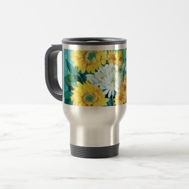 Caneca Térmica Girassóis, Mães e lírios (Frente Esquerda)