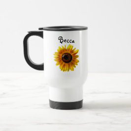 Caneca Térmica Girassol Amarelo Cheio com Abelha Personalizada