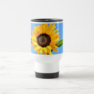 Caneca Térmica Girassol Amarelo contra Sol no Céu Azul - Verão