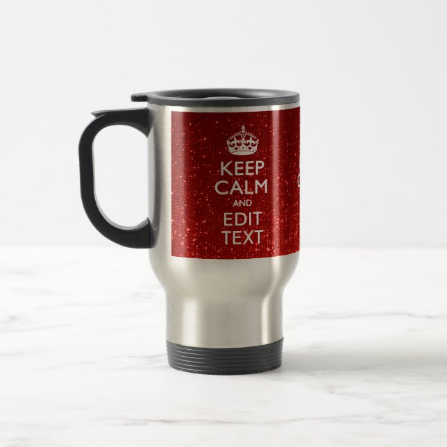 Caneca Térmica Glamor Vermelho Festivo Personalizado Manter Calmo (Esquerda)