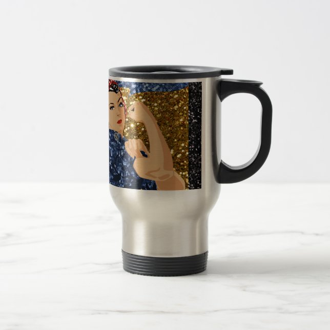 Caneca Térmica glitter rosie, o rivete (Direita)