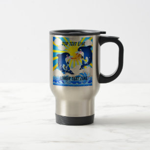 Caneca Térmica Golfinhos e personalização Sun Adicionar seu nome