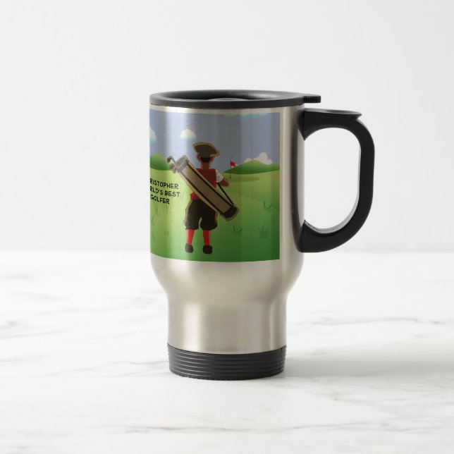 Caneca Térmica Golfista Personalizado Divertido no campo de golfe (Direita)