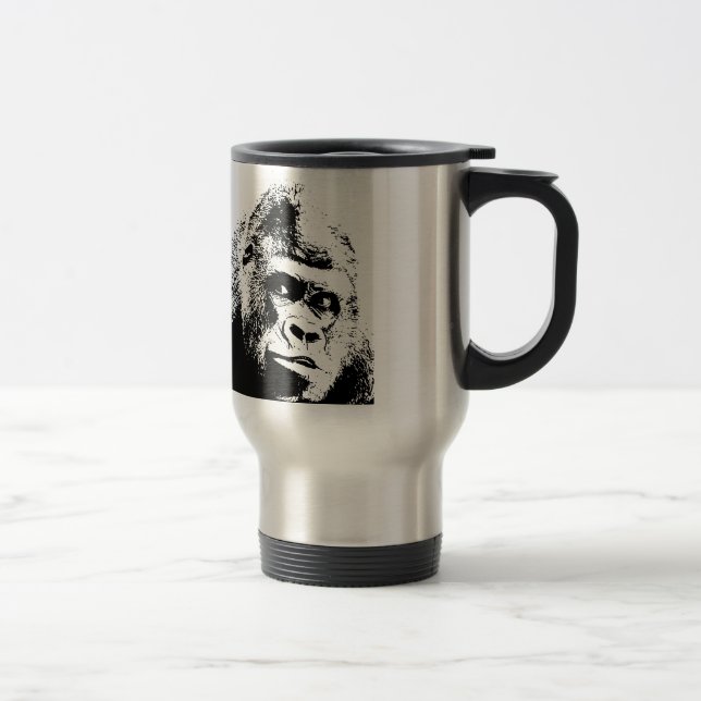 Caneca Térmica Gorila Pop de Arte Negra (Direita)