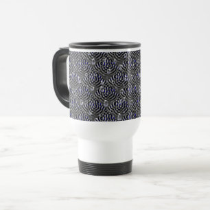 Caneca Térmica Gotas de chuva no metal azul de cinza
