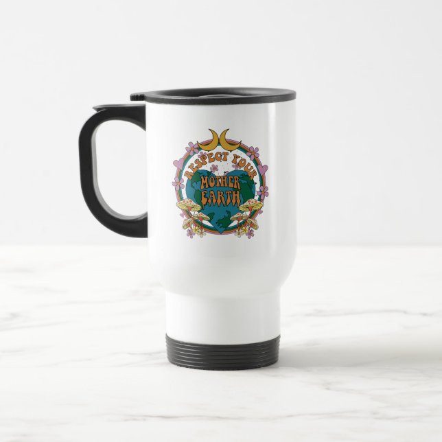 Caneca Térmica Gráfico da Terra-Mãe Retro dos anos 70 (Esquerda)